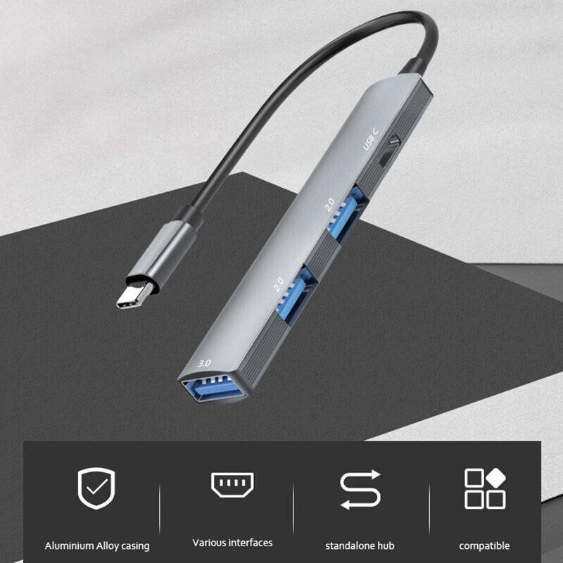 4-Port USB C Hub Adapter for MacBook Pro, Mac, Samsung