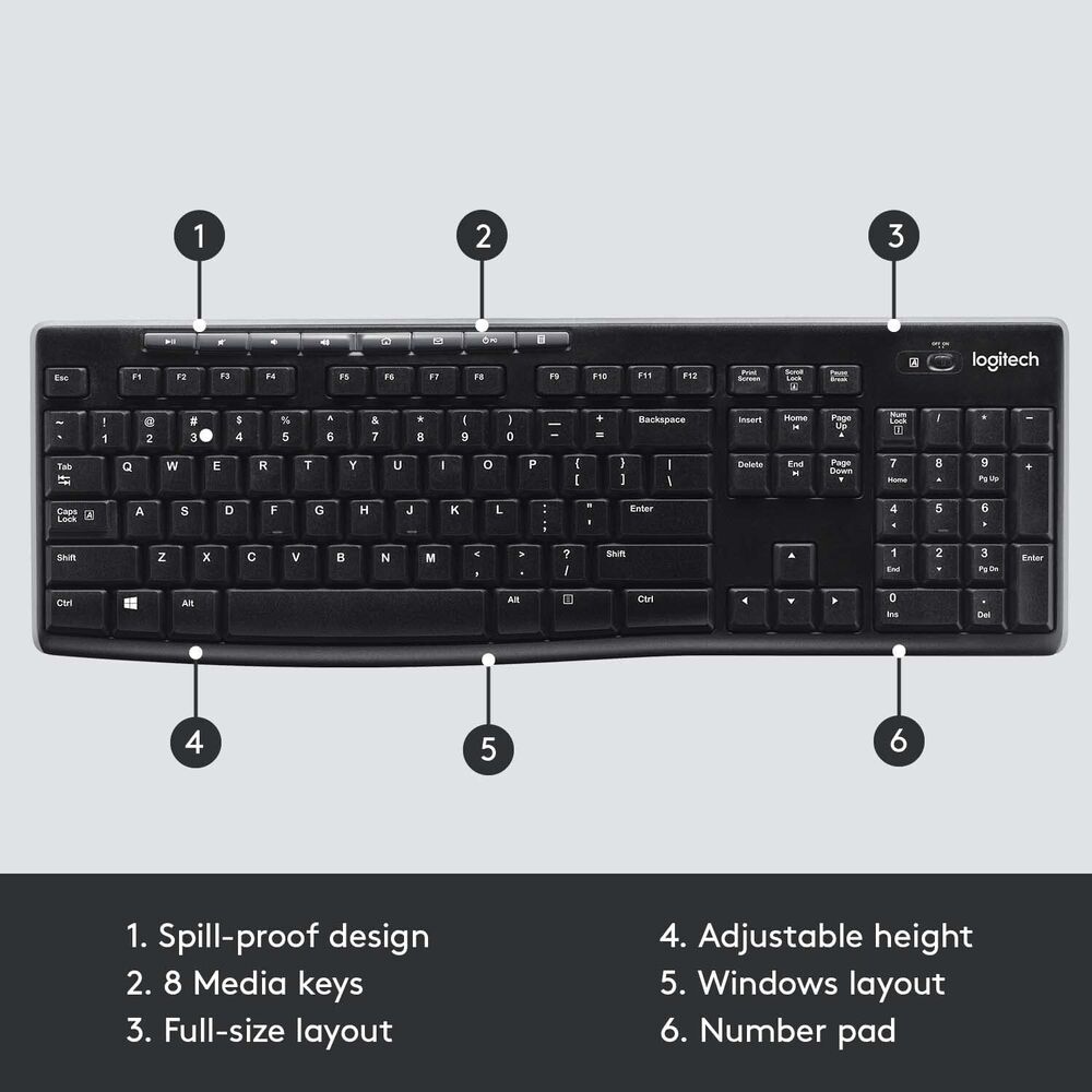 Logitech K270 Wireless Keyboard with 2.4 GHz Connectivity