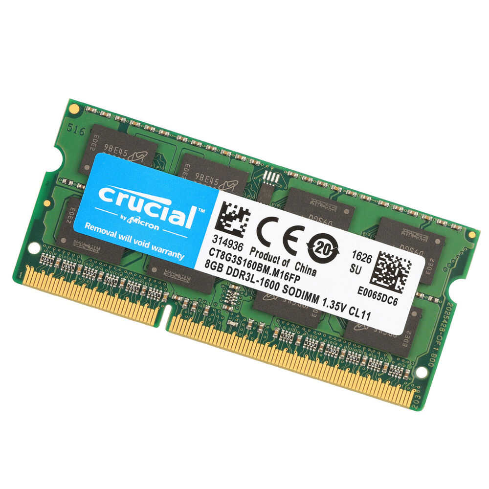 Crucial 10x 8GB 2Rx8 PC3L-12800S SODIMM RAM Laptop Memory CL11 DDR3L 1600MHz