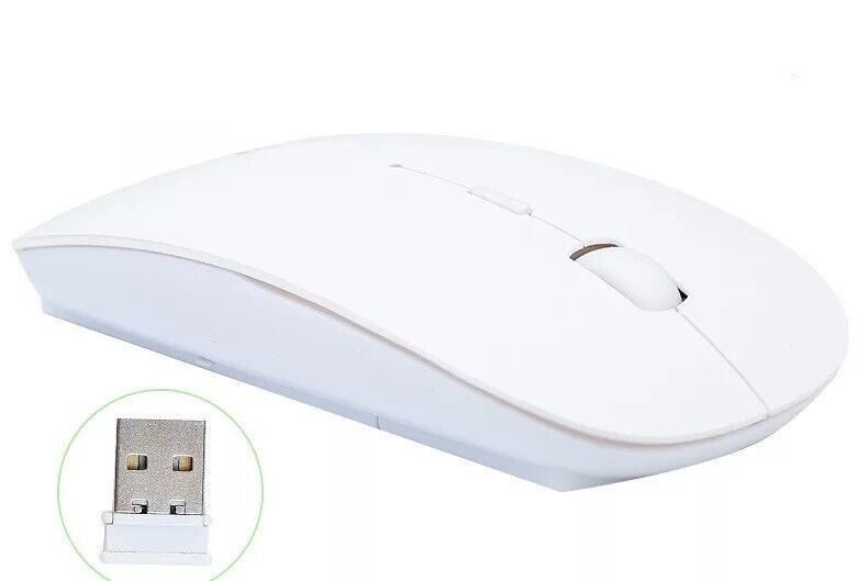2.4GHz Wireless Optical Mouse for Apple Mac, MacBook Pro, Air, and PC - White