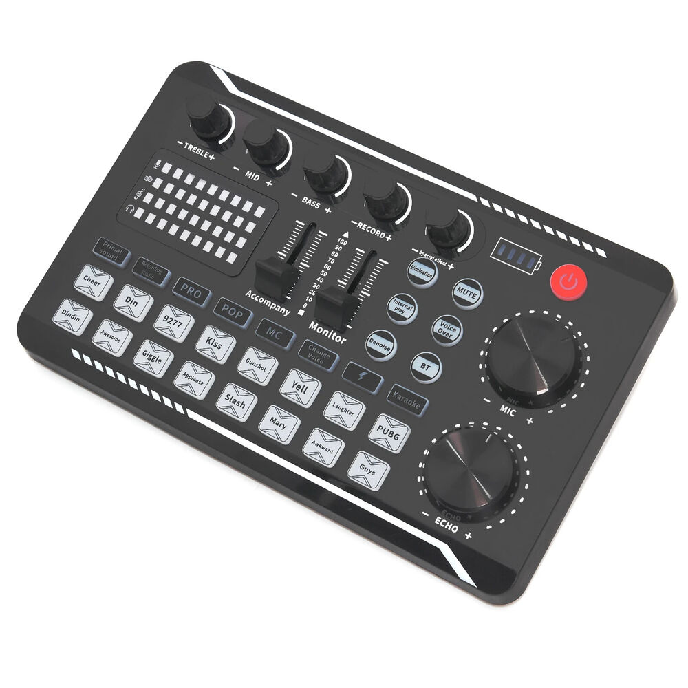 Professional DJ Mixer with Live Sound Card and Voice Changer Effects