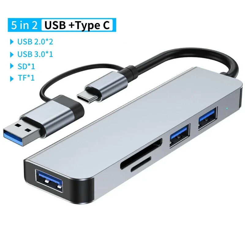 USB-C Multi-Port Docking Station with USB 3.0, SD/TF Card Reader, Audio Jack