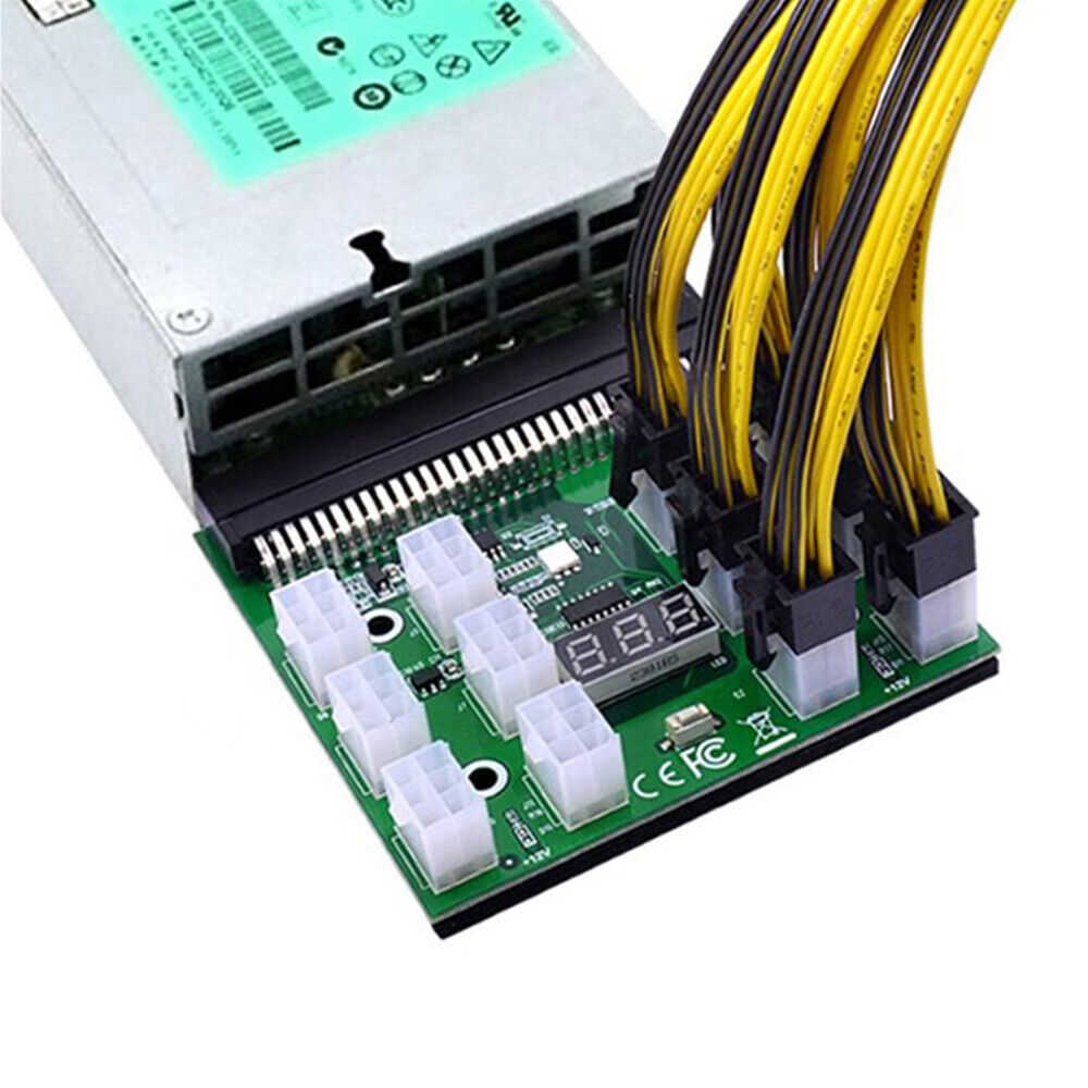 High-Performance 1600W Mining Power Breakout Board with 12 Ports and PCIE Cables