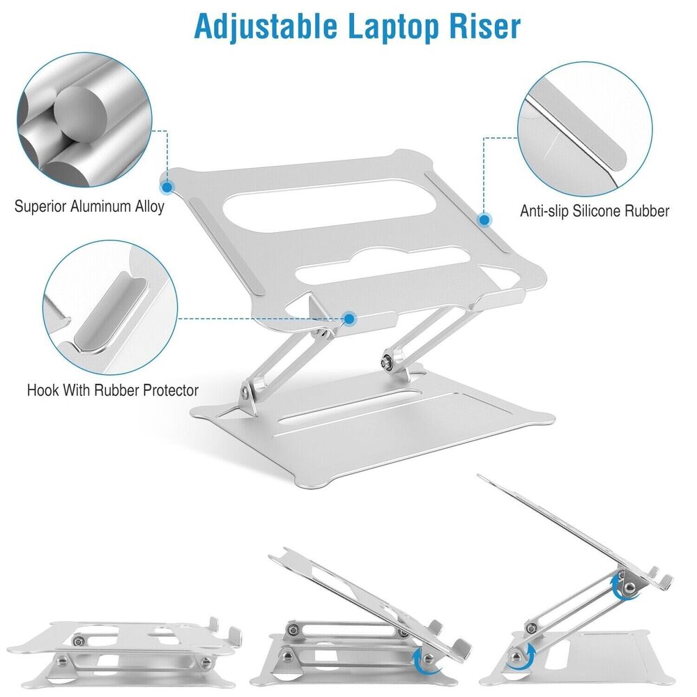 Premium Aluminum Laptop Stand with Adjustable Height and Foldable Design