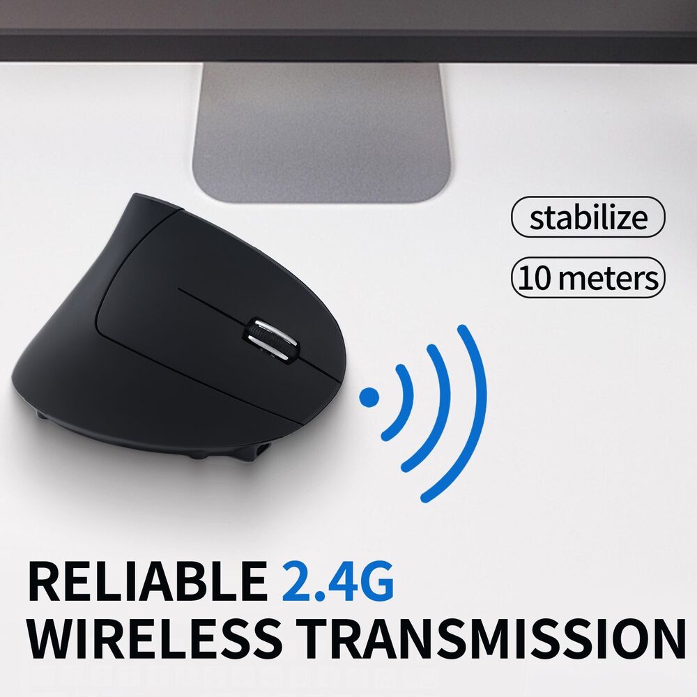 Ergonomic Vertical Wireless Rechargeable Mouse - Optimized for Comfort and Efficiency