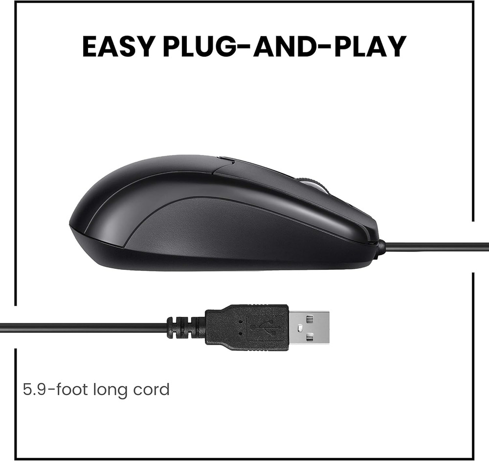 High-Precision USB 2.0 Wired Optical Mouse with Scroll Wheel