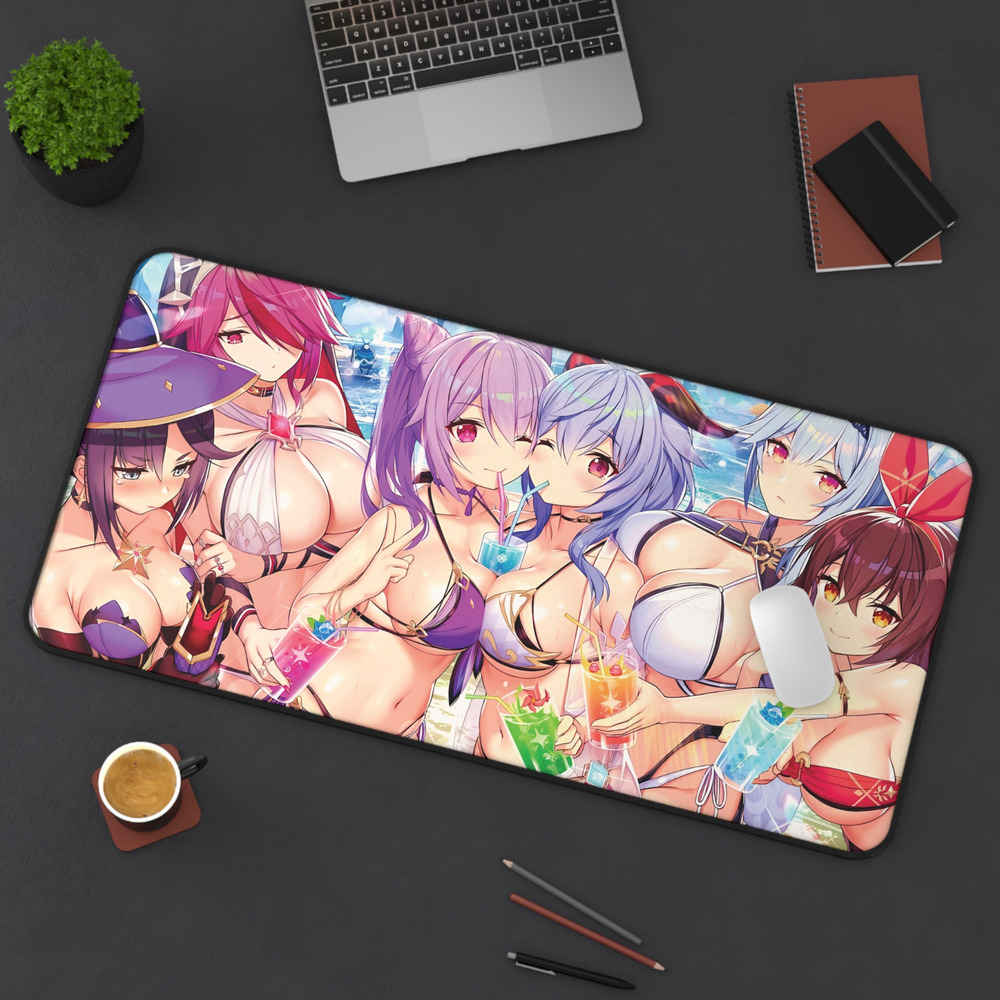 Genshin Impact Waifu Girl Desk Mat - Large Anime Gaming Mouse Pad