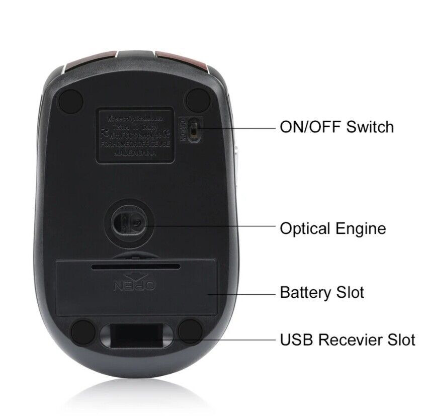 2.4GHz Wireless Optical Mouse with USB Receiver