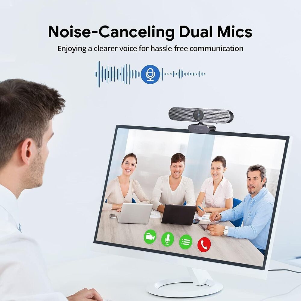 DEPSTECH DW50 Pro Webcam 4K Zoomable Camera with Microphone, Remote, and Auto-Focus