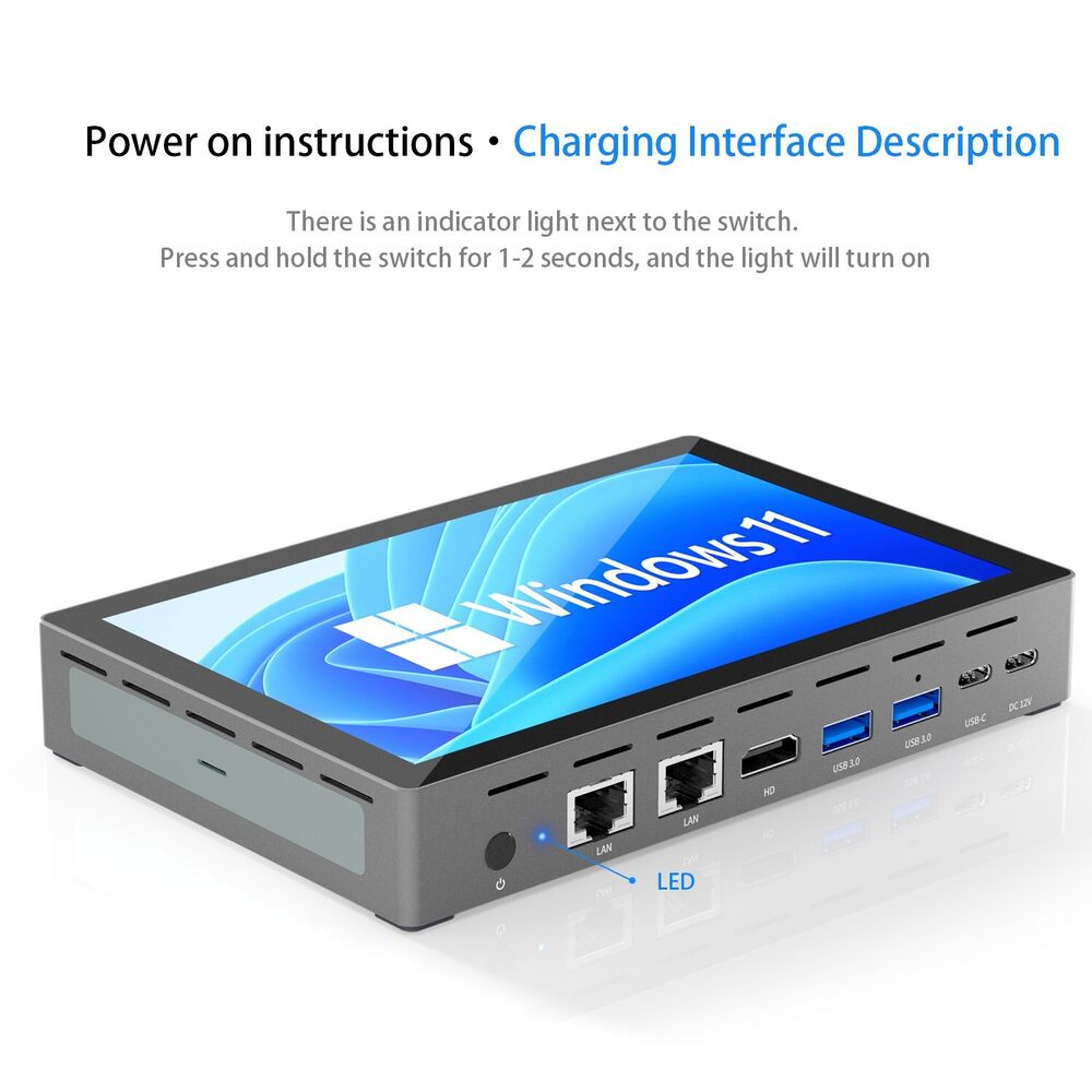 7 Inch Touch Screen Mini PC with Intel N100, 16GB RAM, 512GB SSD