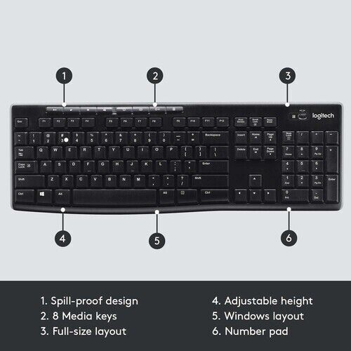Logitech K270 Wireless Keyboard for PC/MAC with Unifying Receiver