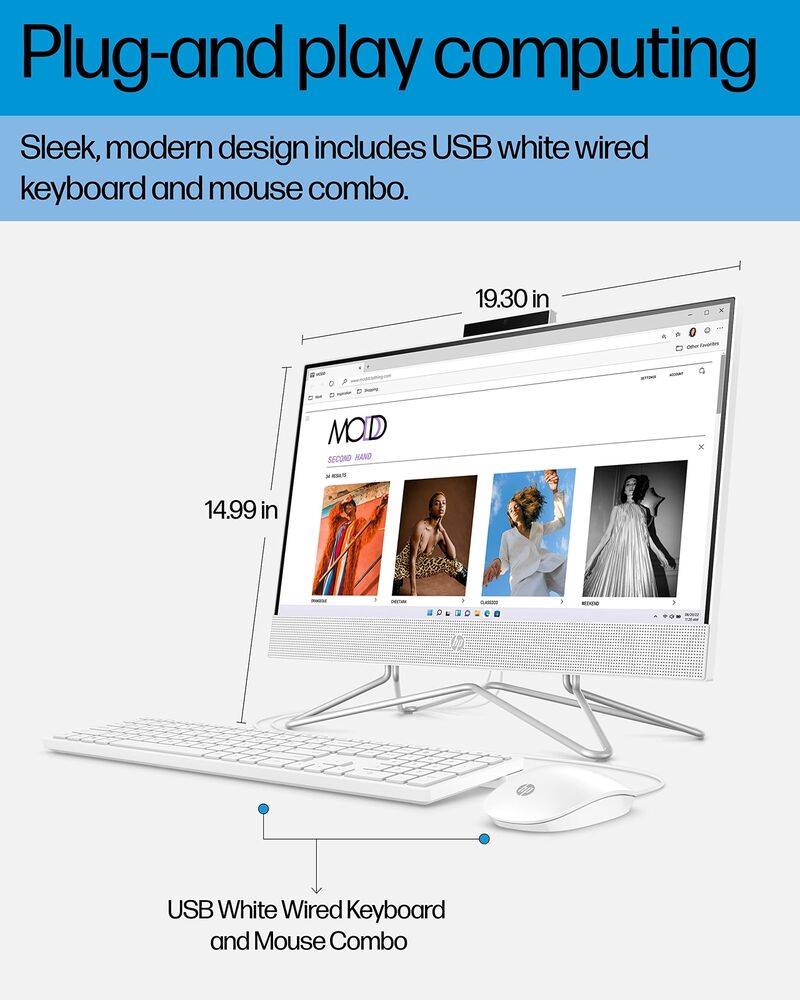 HP All-in-One PC Desk Computer 21.5" Ryzen 3 8GB RAM 256GB SSD Win11 H 22-dd0032