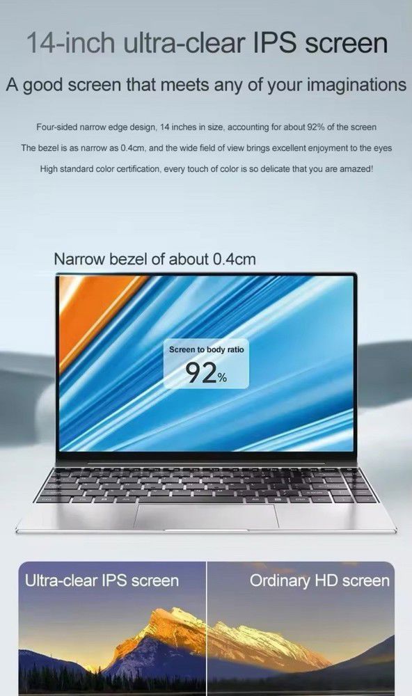 Gaming Laptop with 16GB RAM, 2TB SSD, Intel N3700, 1920x1080 Display