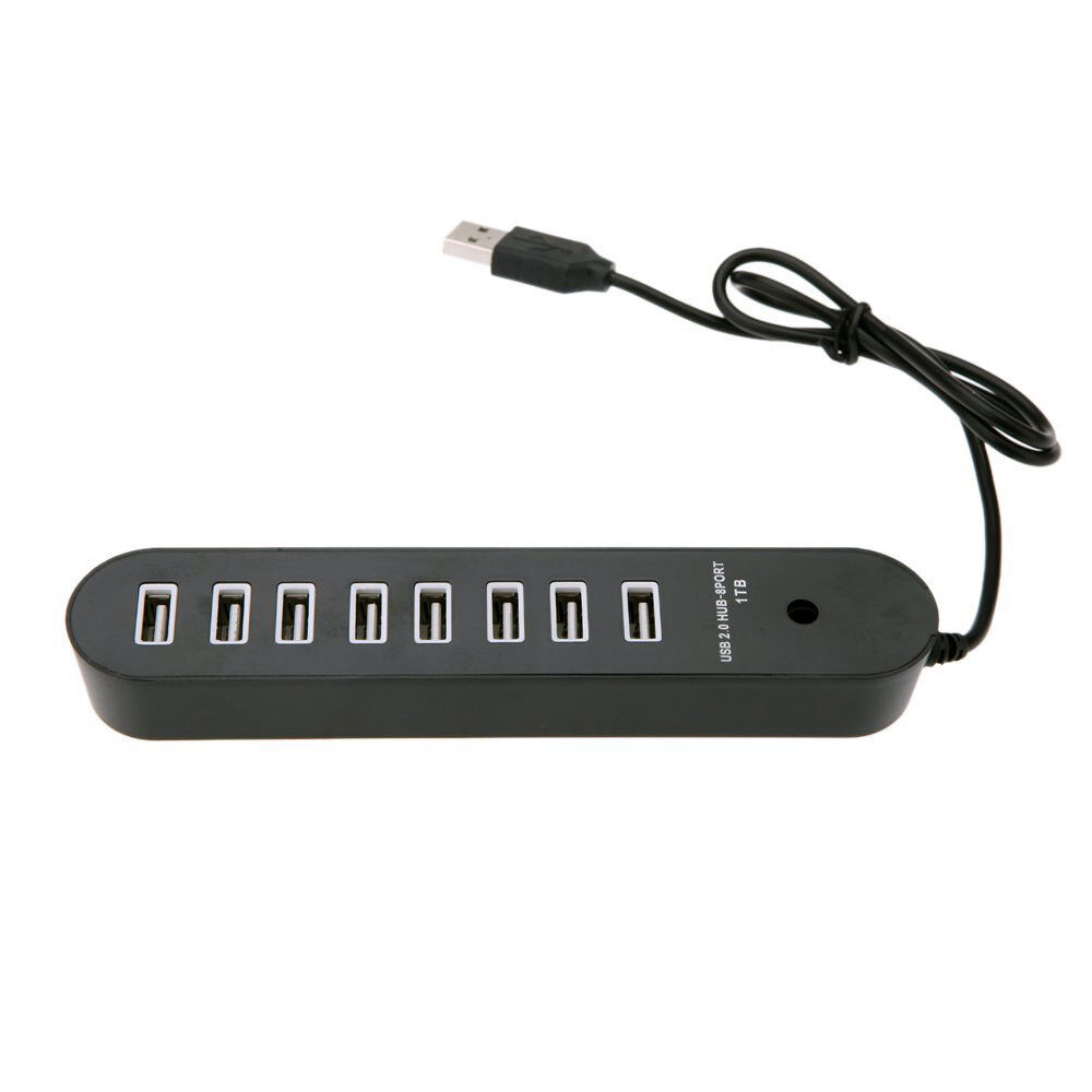 8 Port USB 2.0 High-Speed Data Hub with Built-In Cable