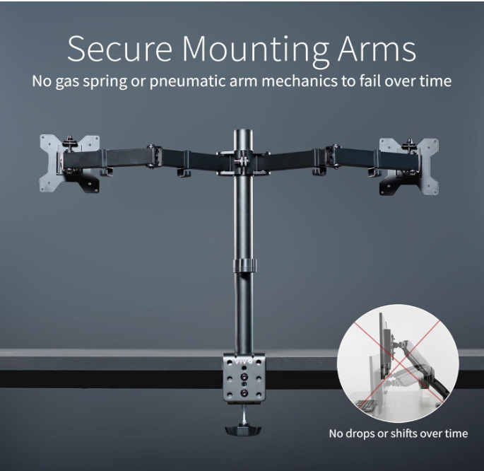 VIVO Dual Monitor Desk Mount - Black Steel Stand for 30" Screens, Up to 22lb