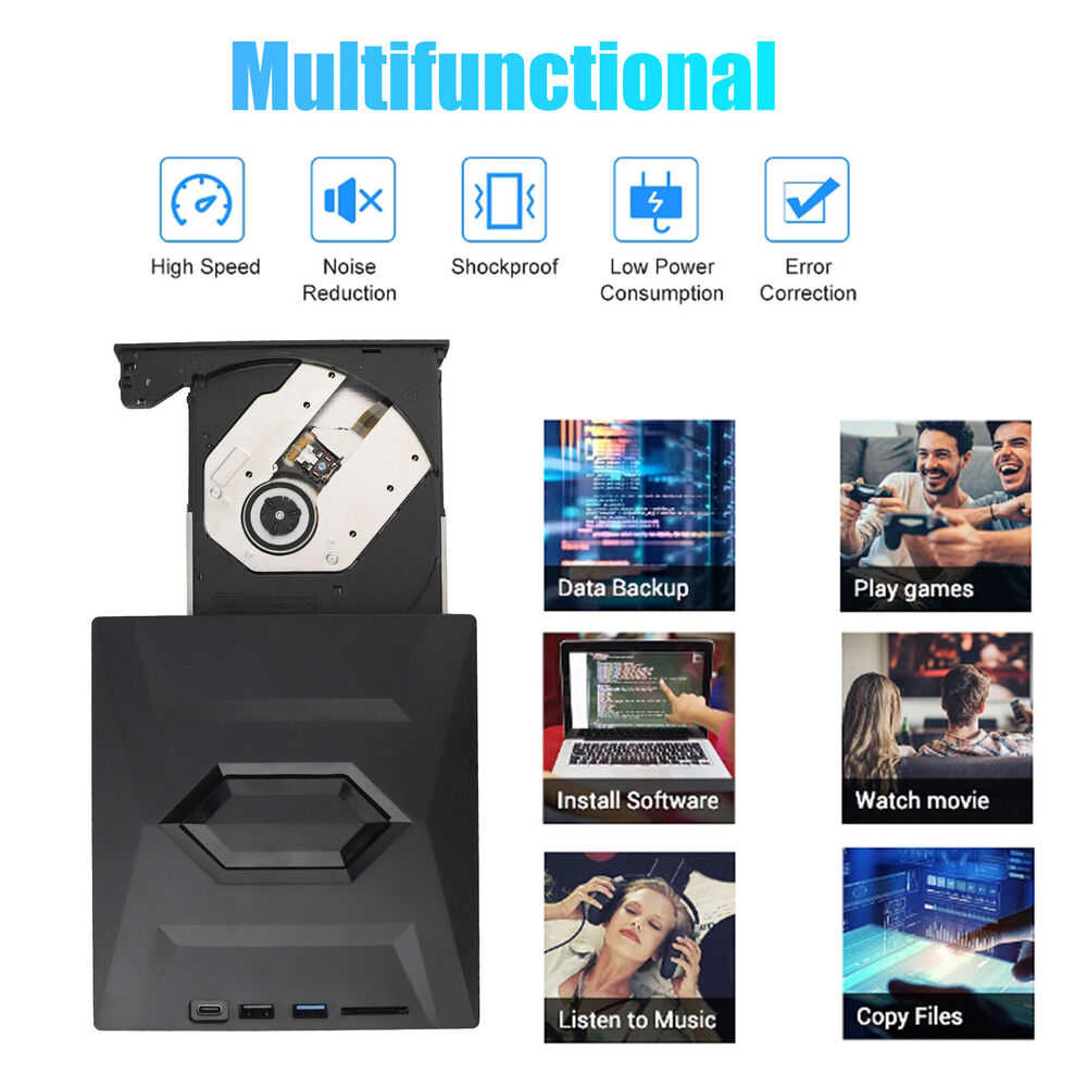 High-Speed External CD/DVD Drive with USB 3.0 for Windows PCs