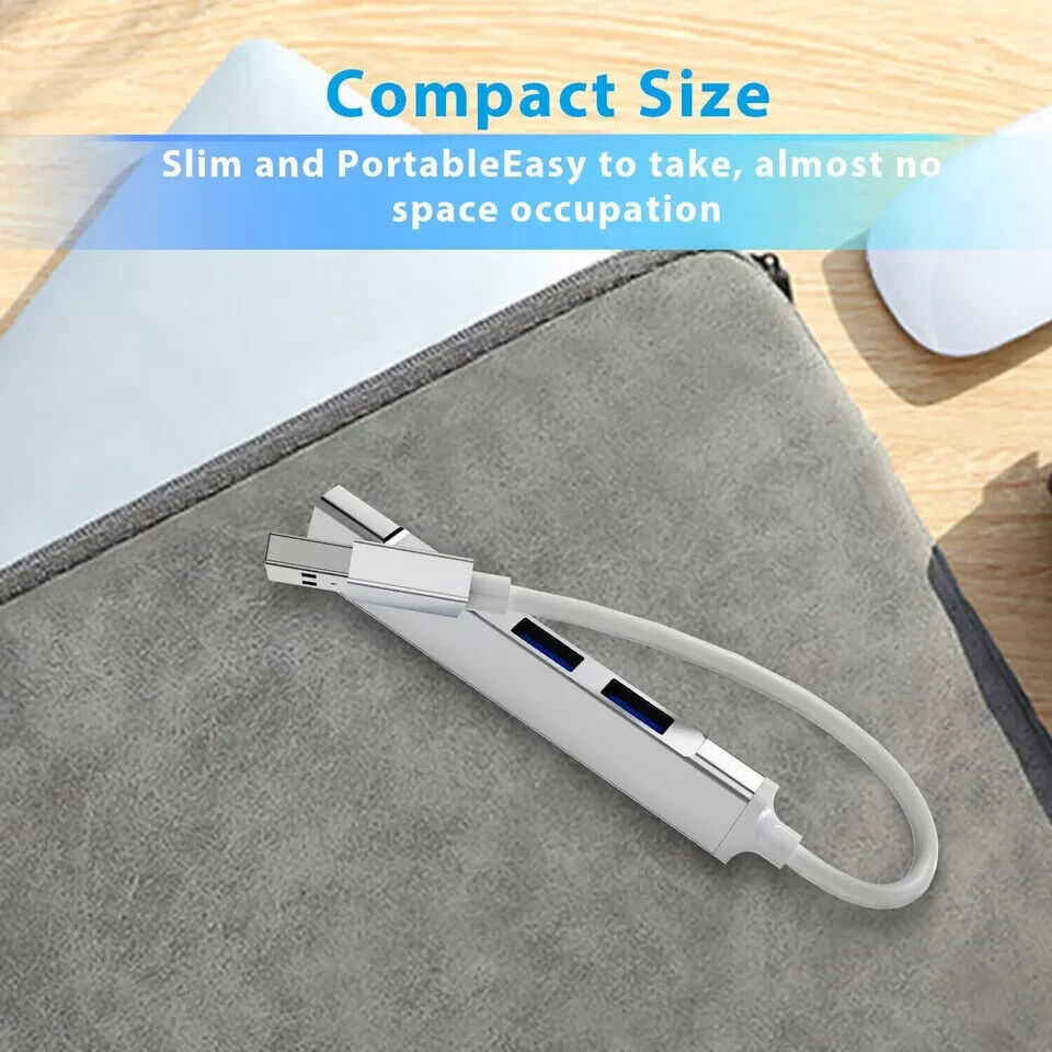 4-Port USB 3.0 Hub with Splitter and Expander for Enhanced Connectivity