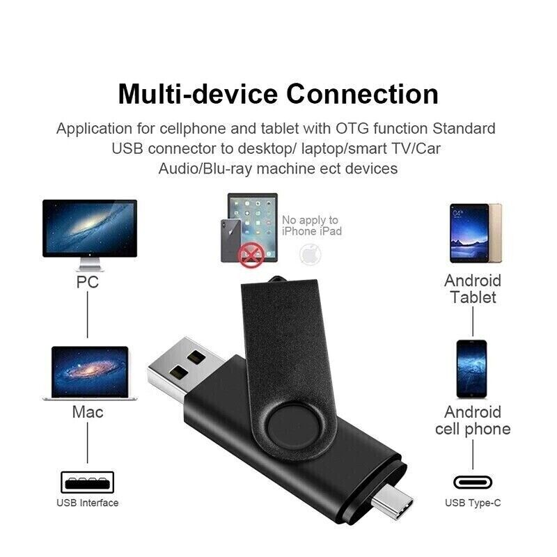 256GB Dual-Interface Type C Flash Drive - High-Speed USB 3.0 & USB C