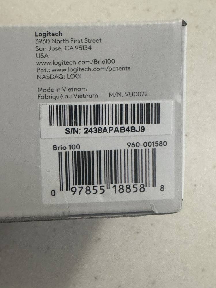Logitech Brio 100 Webcam - Full HD 1080p, Black, New Sealed