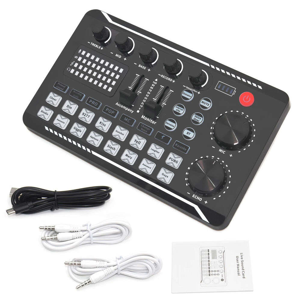 Professional DJ Mixer with Live Sound Card and Voice Changer Effects