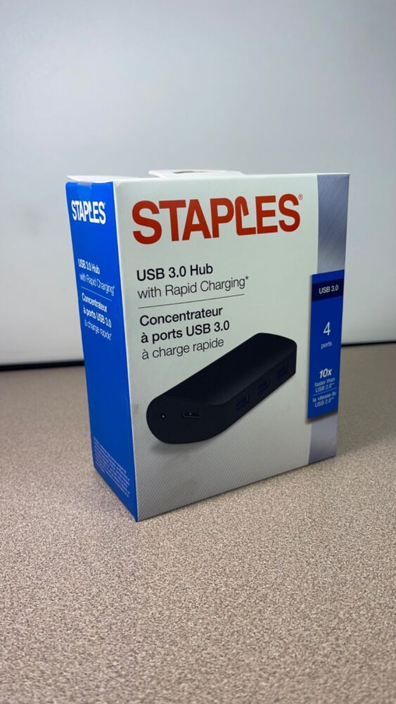 4-Port USB 3.0 Hub with Rapid Charge - Portable and Fast Charging Solution