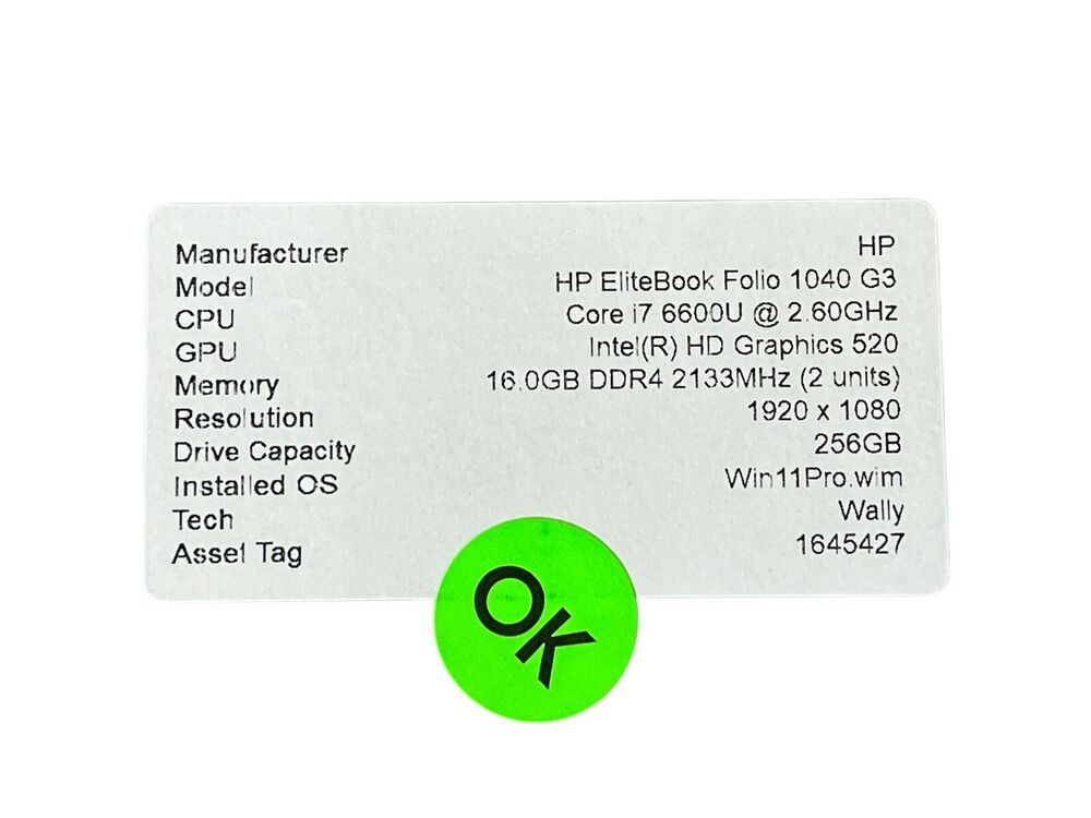 HP EliteBook Folio 1040 G3 Laptop with i7-6600U, 16GB RAM, 256GB SSD