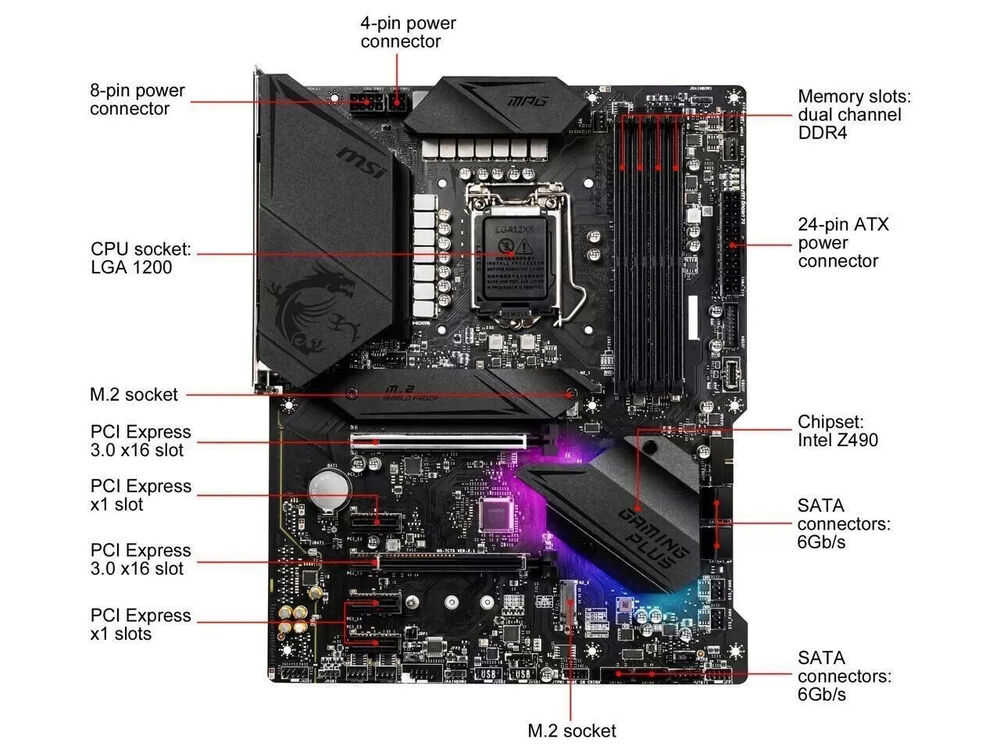MSI MPG Z490 GAMING PLUS ATX Motherboard for Intel CPUs