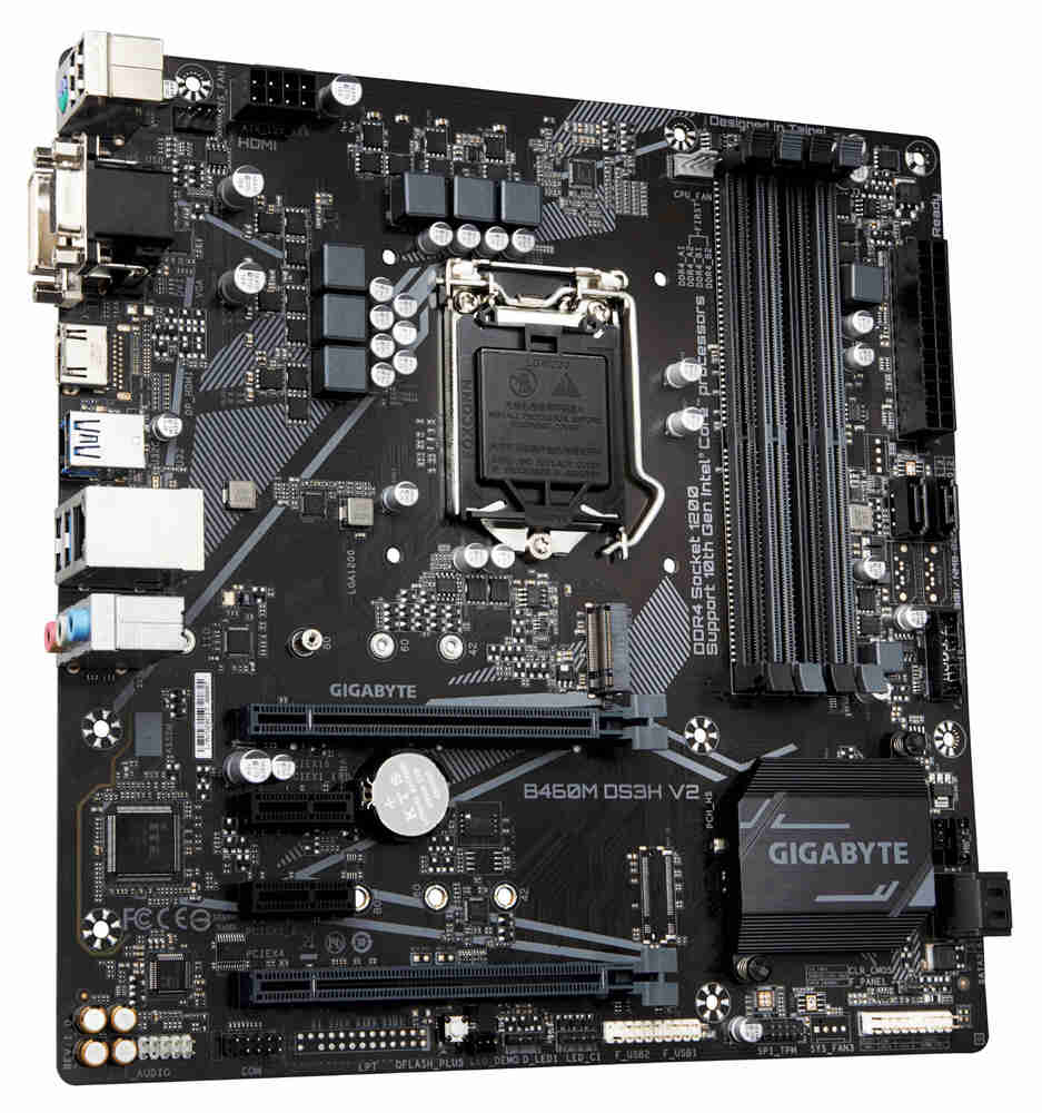 Gigabyte B460M DS3H V2 Motherboard - 10th/11th Gen Support, PCIe Gen3 x4 M.2