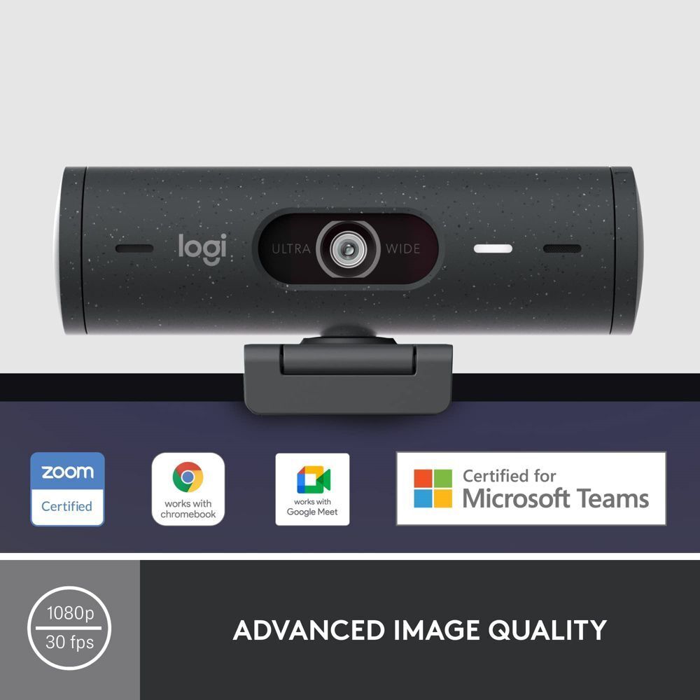 Logitech Brio 500 Webcam with Privacy Cover - High-Definition Video