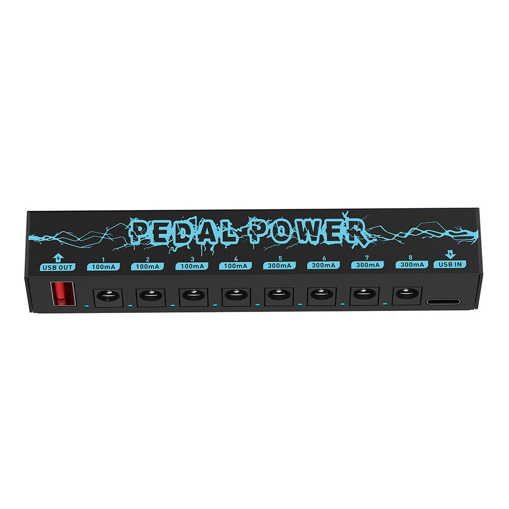 Premium 8-Output Guitar Pedal Power Supply with Isolated DC 9V and Audio Cable
