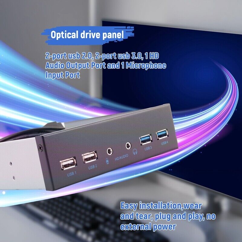 5.25 Inch USB 3.0 Internal Front Panel Hub for Desktop PC Cases