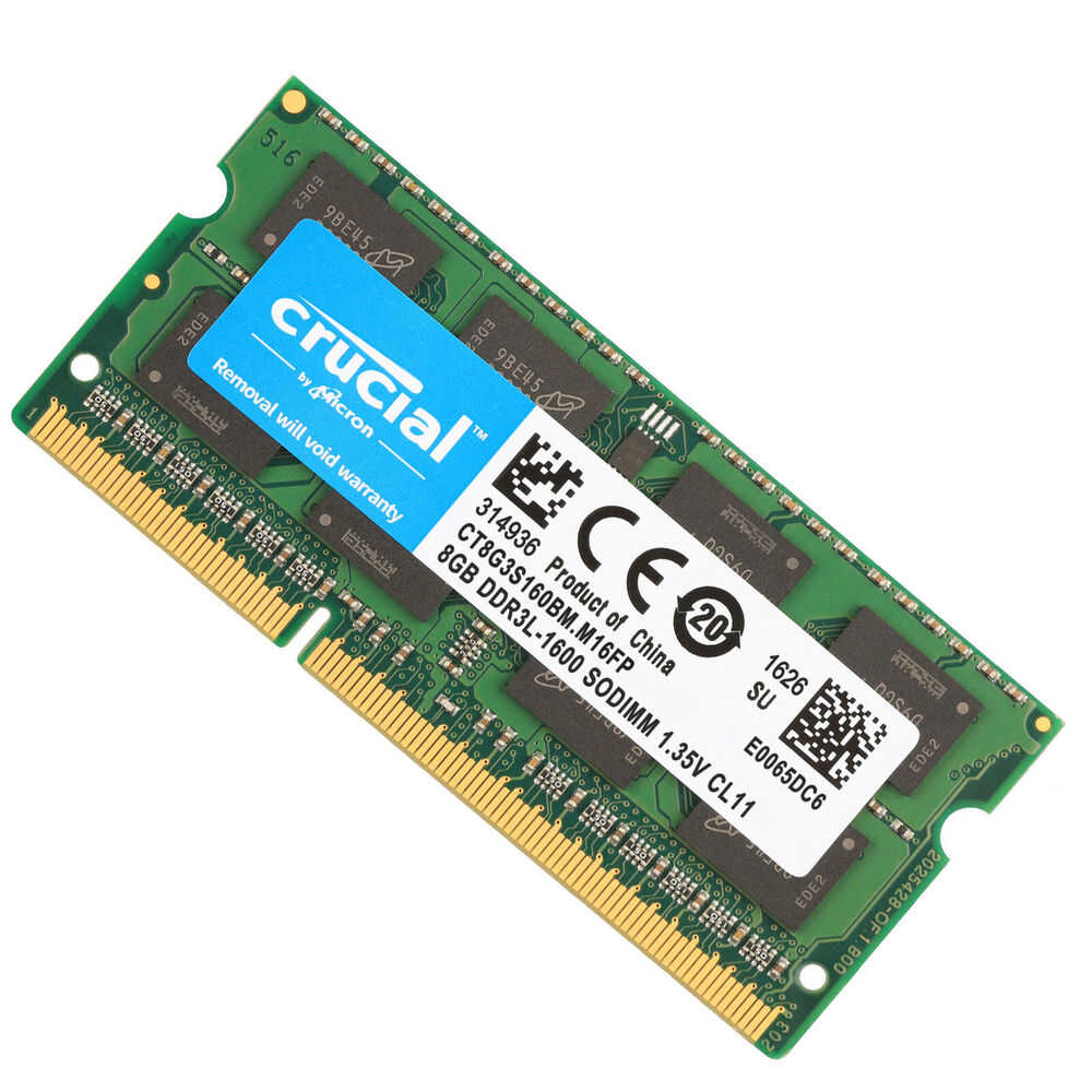 Crucial 10x 8GB 2Rx8 PC3L-12800S SODIMM RAM Laptop Memory CL11 DDR3L 1600MHz