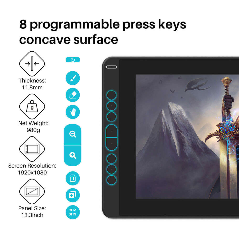 Huion KAMVAS 13 Graphics Drawing Tablet with Stand and USB-C Cable