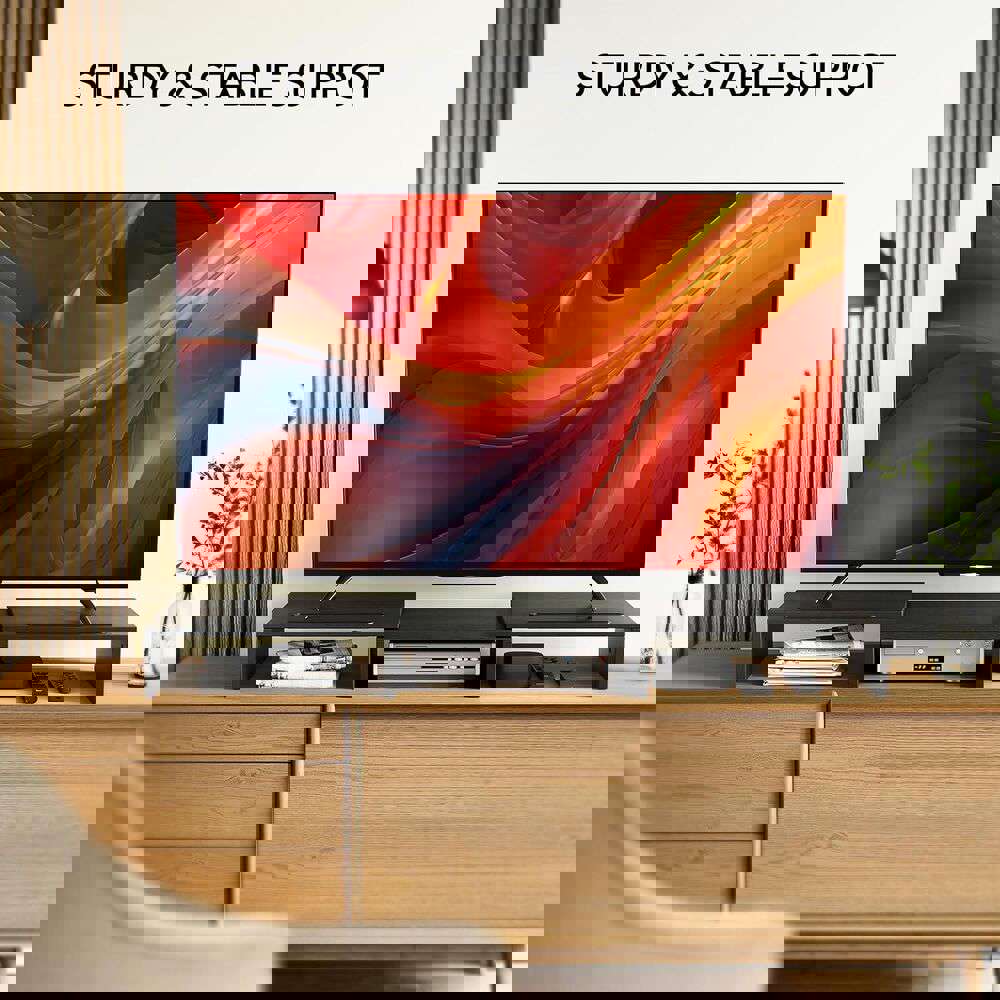 Adjustable Dual Monitor Stand with Polycarbonate Shelf - Ameriergo AEMS01