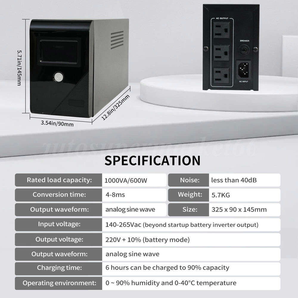 Uninterruptible Power Supply 1000VA/600W Offline Backup with Battery