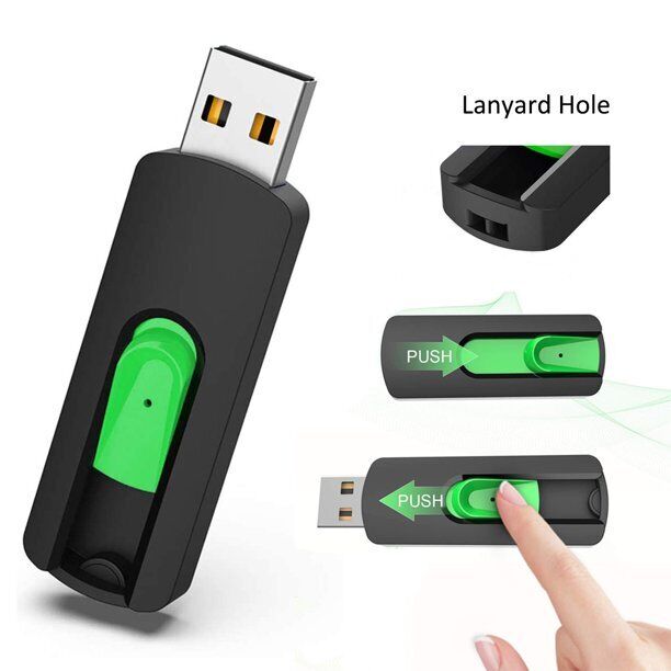 Retractable USB 2.0 Flash Drive - 32GB, 64GB, 128GB Memory Storage