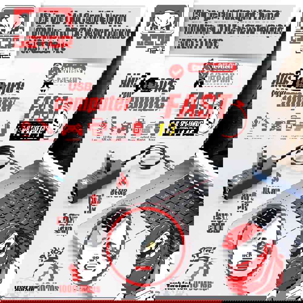 USB-C 3.1 Gigabit Ethernet Adapter with 3-Port HUB