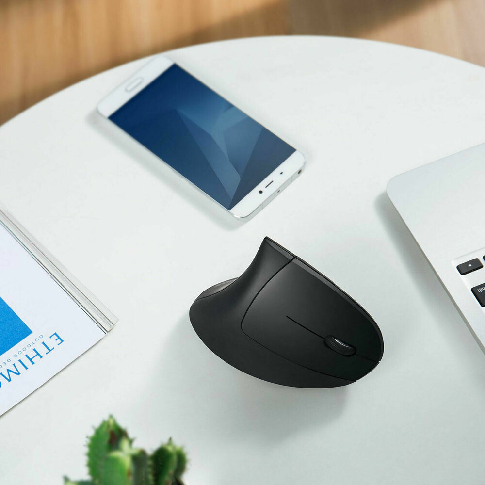 Ergonomic Vertical Optical Mouse with 6 Keys, USB Wireless, 2.4GHz, 1200DPI