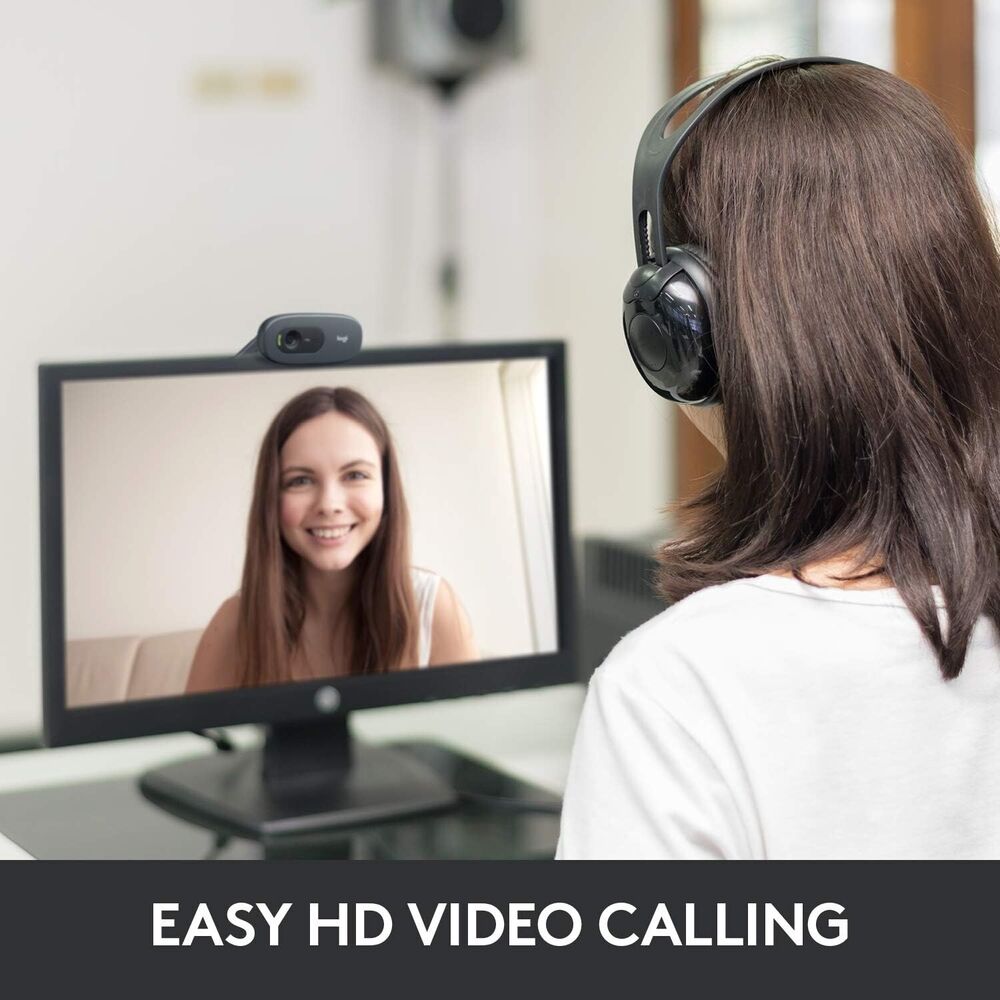 Logitech C270 HD Webcam with Microphone for Video Calls