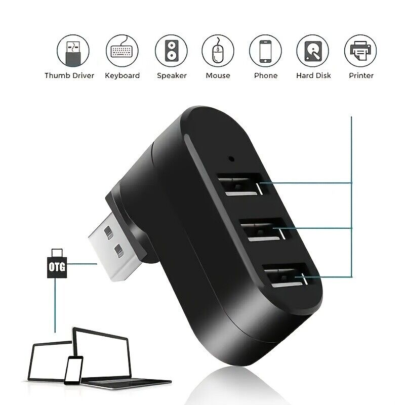 3 Port USB 3.0 Hub Splitter for Enhanced Connectivity