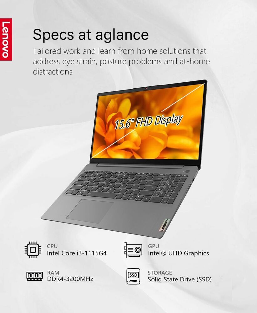 Lenovo IdeaPad 15.6" Touchscreen Laptop with Intel i3-1115G4, Up to 40GB RAM, 2TB SSD, Windows 11 Pro