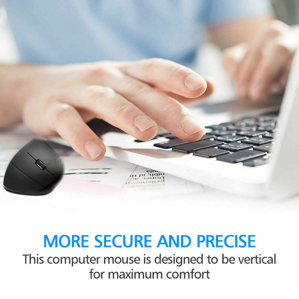 Ergonomic Vertical Optical Mouse with 6 Keys, USB Wireless, 2.4GHz, 1200DPI