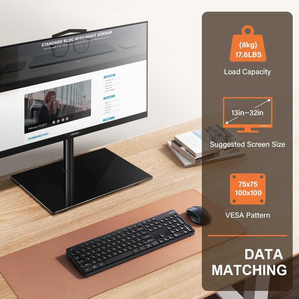 Elegant Glass Base Computer Monitor Stand with VESA Mount