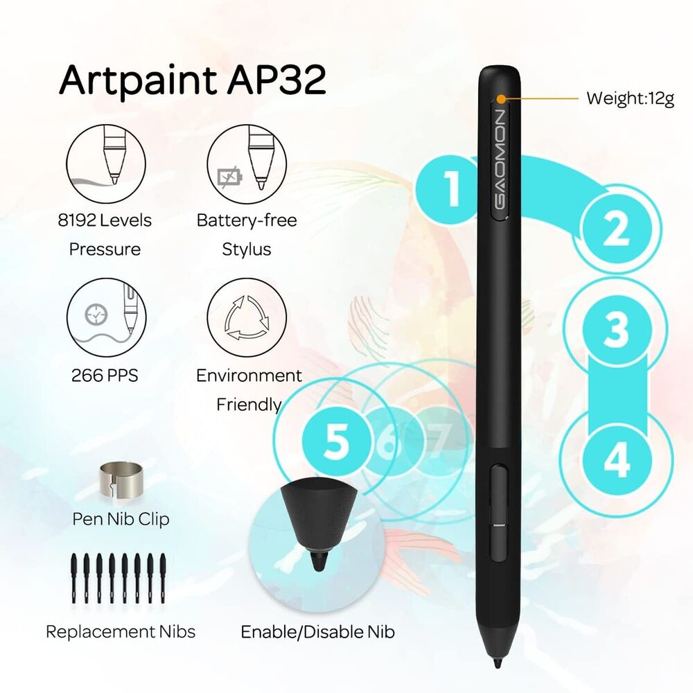 GAOMON S620 6.5" x 4" Professional Graphics Tablet with 8192 Levels Pressure Sensitivity