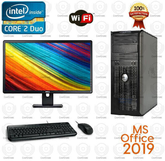 Dell Core 2 Duo Desktop PC with 500GB HDD, WiFi, Windows 10, MS Office