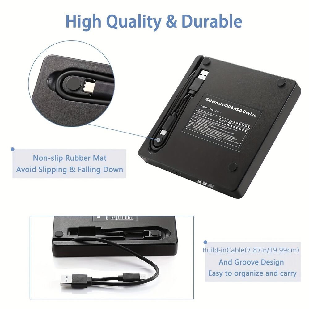 Portable USB 3.0 & Type-C CD/DVD Drive