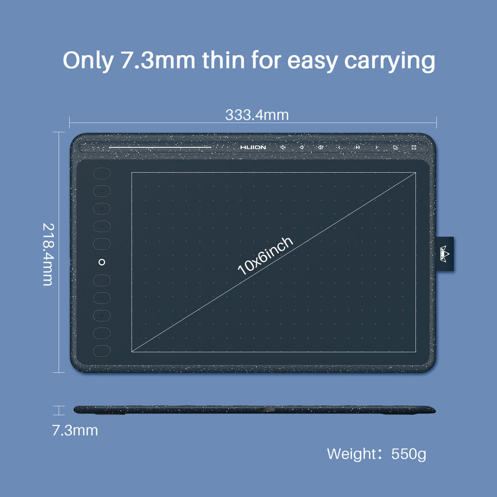 Huion HS611 Graphics Tablet - Certified Refurbished with Tilt and Battery-Free Pen