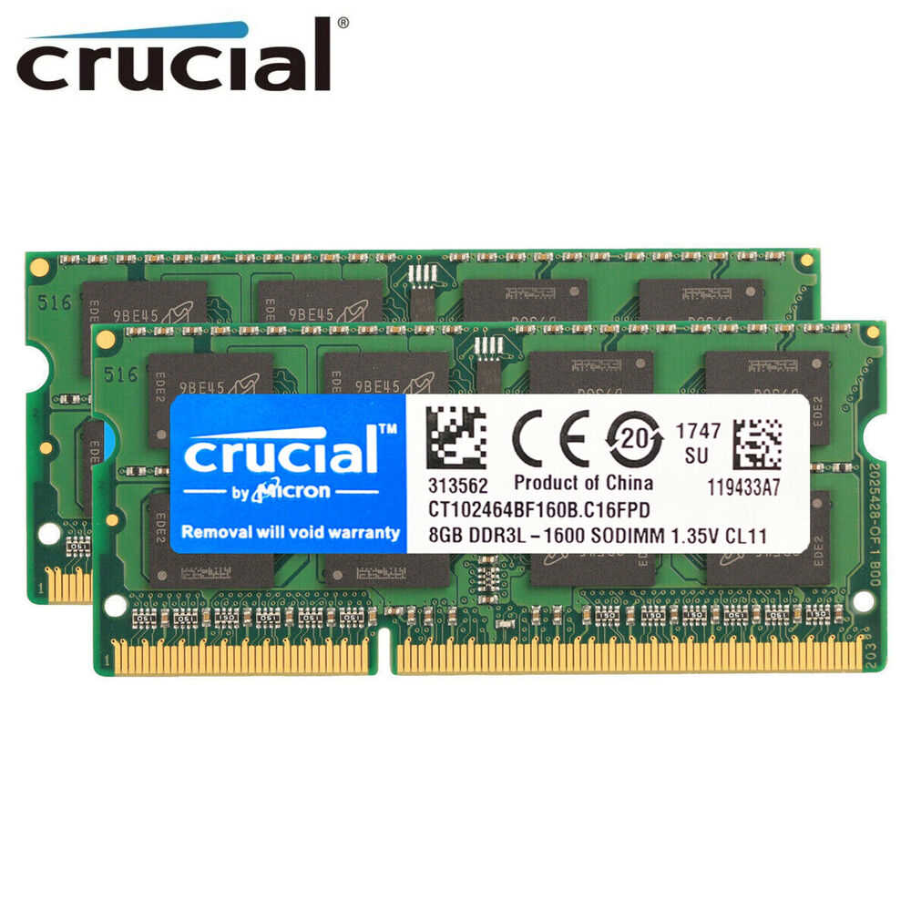 Crucial 8GB DDR3L 1600MHz SODIMM Laptop Memory Upgrade
