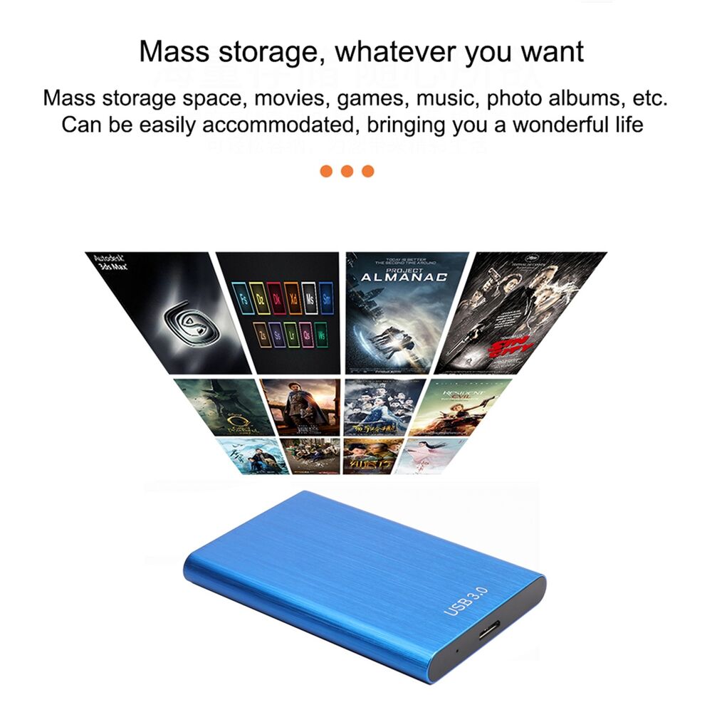 Ultra-Fast USB 3.0 Portable External Hard Drive - 1TB/2TB/4TB