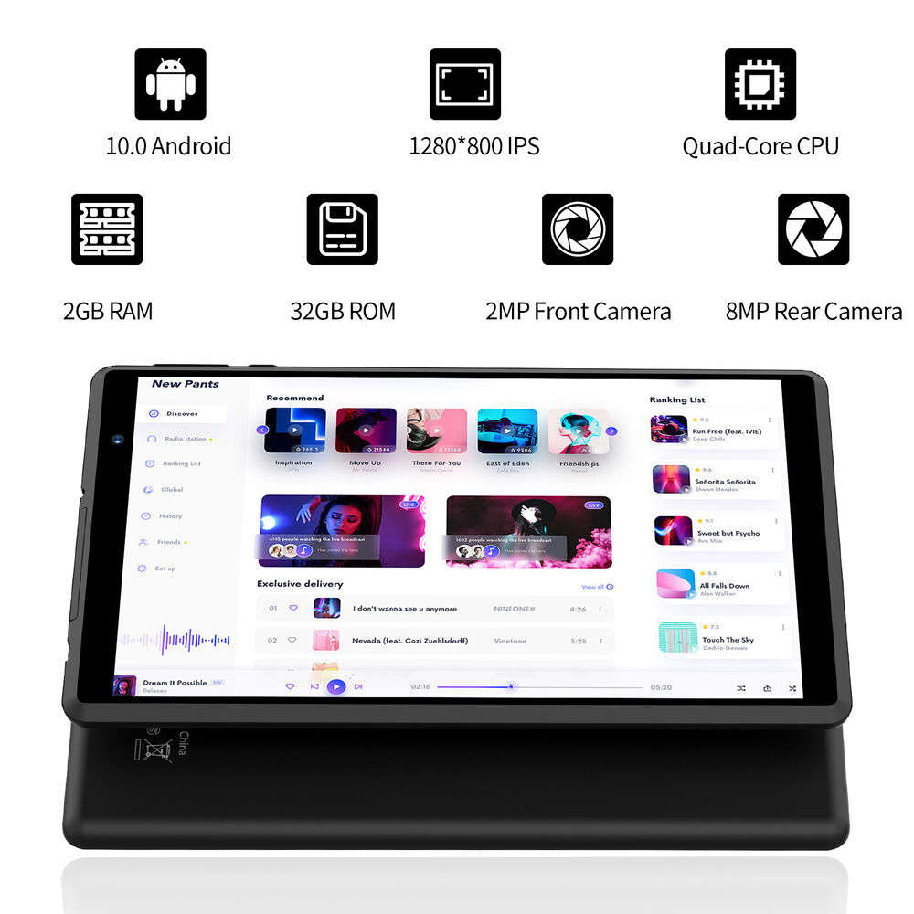 Pritom 8" Android 10 Tablet with Quad-Core, 32GB Storage, Dual Cameras